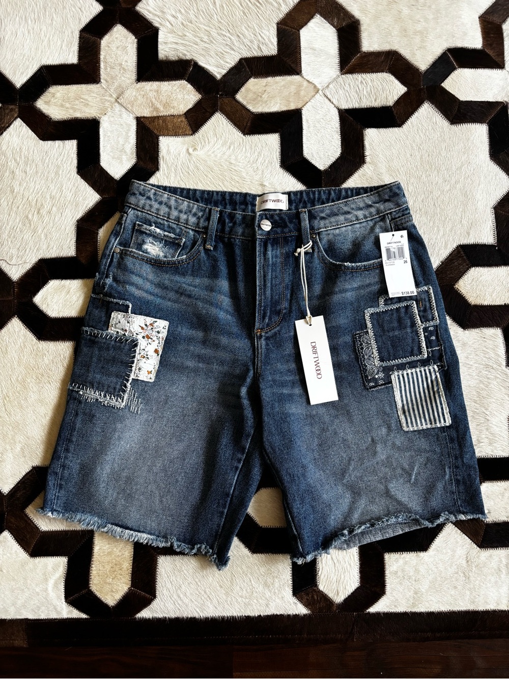 DRIFTWOOD Dark Indigo Patchwork Denim Shorts